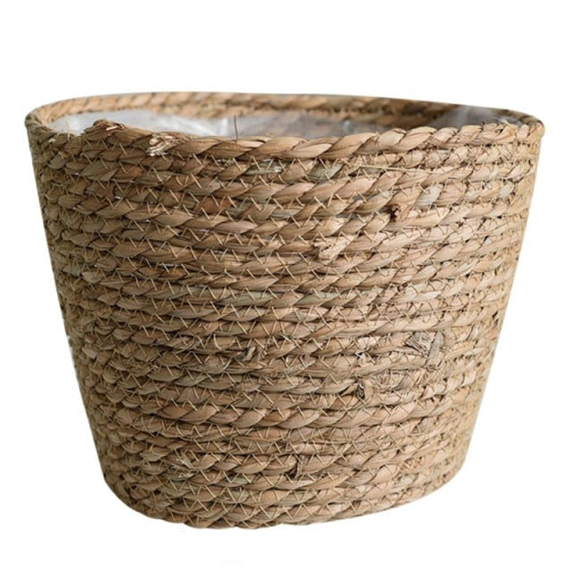 Straw Weaving Flower Pots for Indoor Outdoor Decor