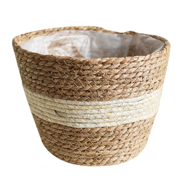 Straw Weaving Flower Pots for Indoor Outdoor Decor