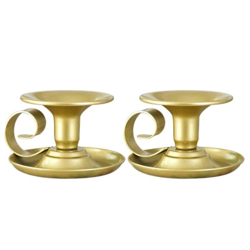 Two Pieces Set of Retro Metal Taper Candle Holder Classic Design