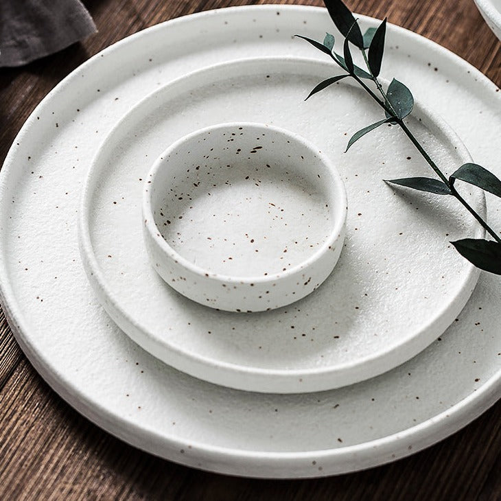 White Ceramic  Set Bowls and Plates Nordic Style