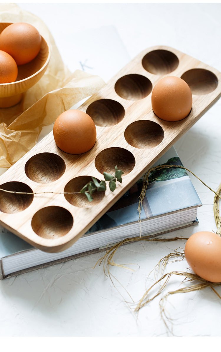 Japanese style Wooden Double Row Egg Storage