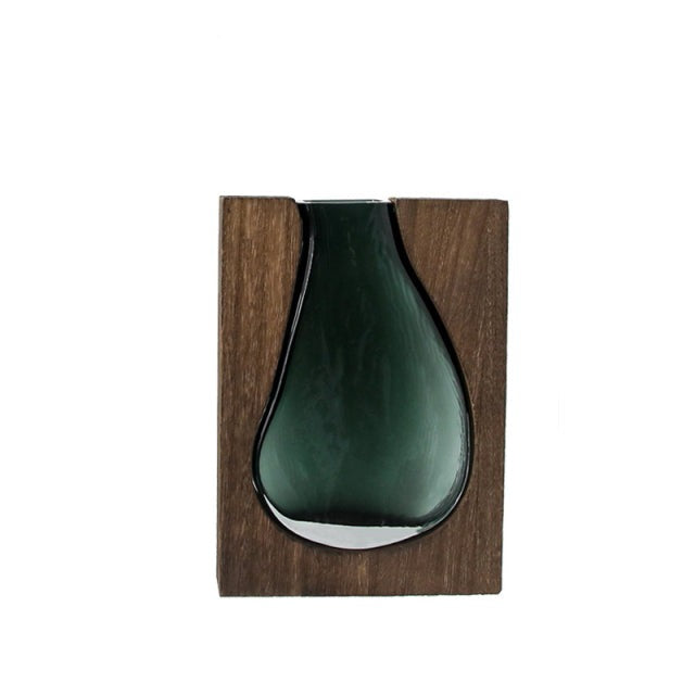 Nordic Log Solid Wood Transparent Glass Vase