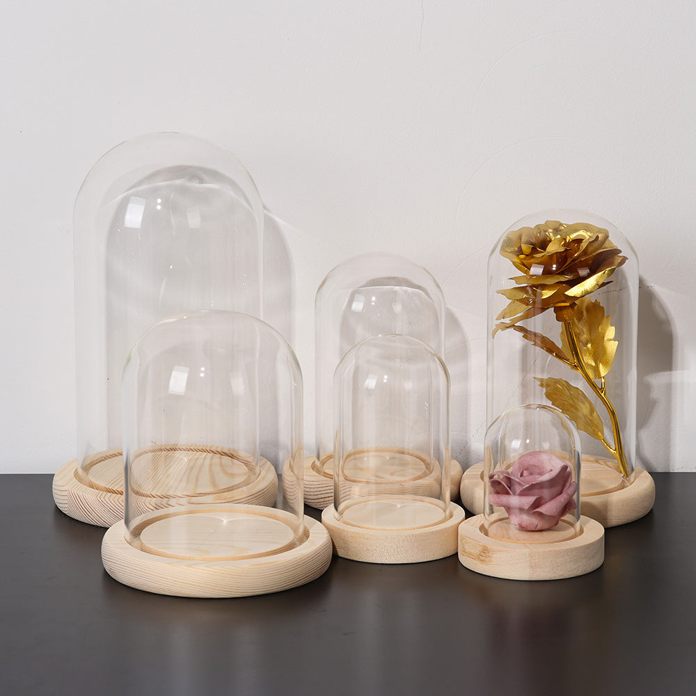 Wooden Base Glass Flower Vase