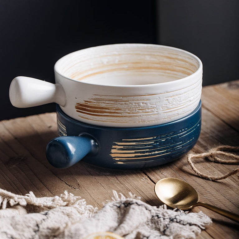Nordic Ceramic Bowls with Stylish Handle