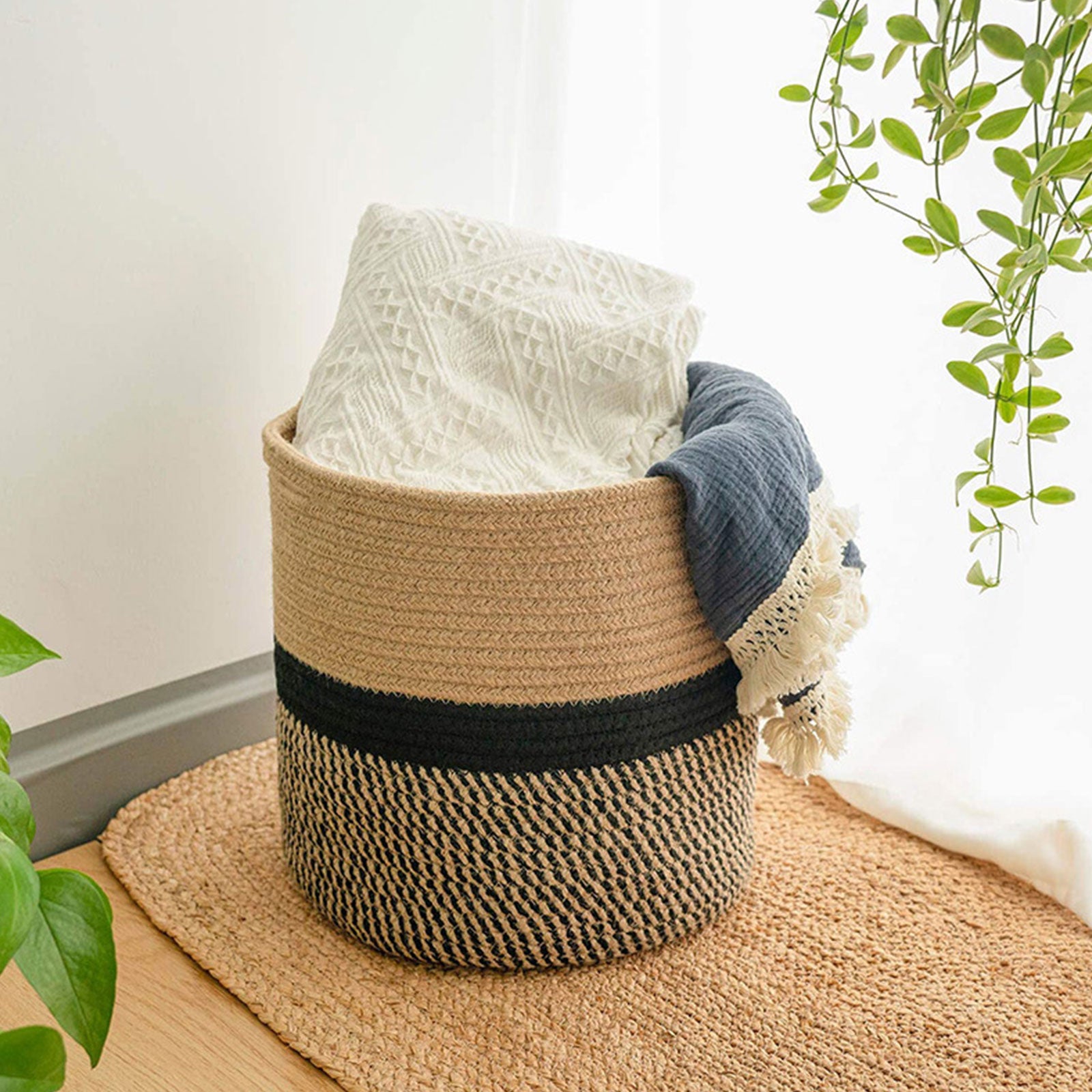 Round Crop Basket Decorative Woven