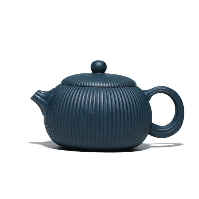 Purple Clay Teapot with Stripe Pattern