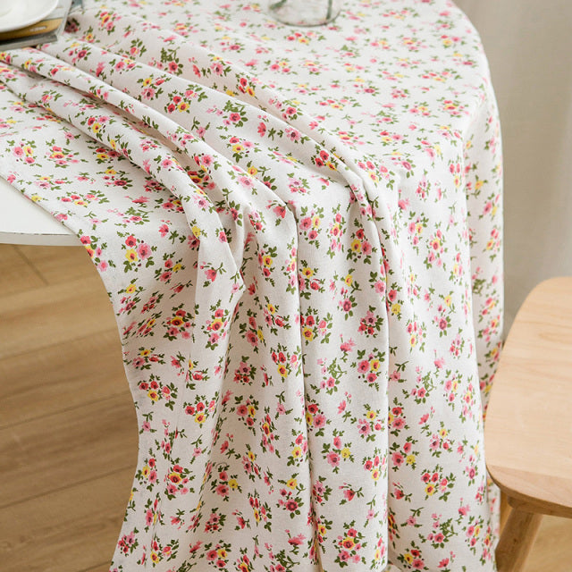 Floral Pattern Cotton Linen Tablecloth